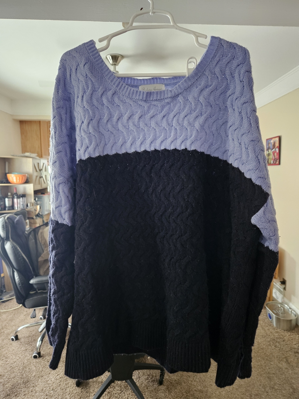 Fashion Avenue Chunky Cable Knit Long Sleeve Sweater 3XL